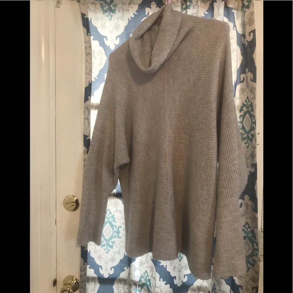 Express Grey Fuzzy Cowl Neck Sweater